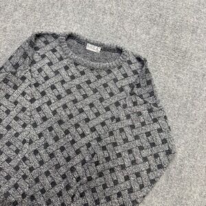 VTG Area Knitted Sweater Women's Medium Patterned Made In USA Black/Gray